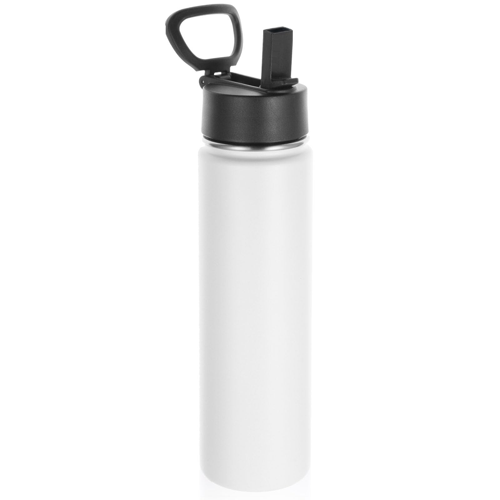Volhoply 24oz Insulated Water Bottle With Straw Bulk 8 Pack,Metal Wide Mouth Water Bottles With Handle Lid Keep Cold,Reusable Double Wall Cups,Powder Coated Sport Bottle For Holder(silver,8 count)
