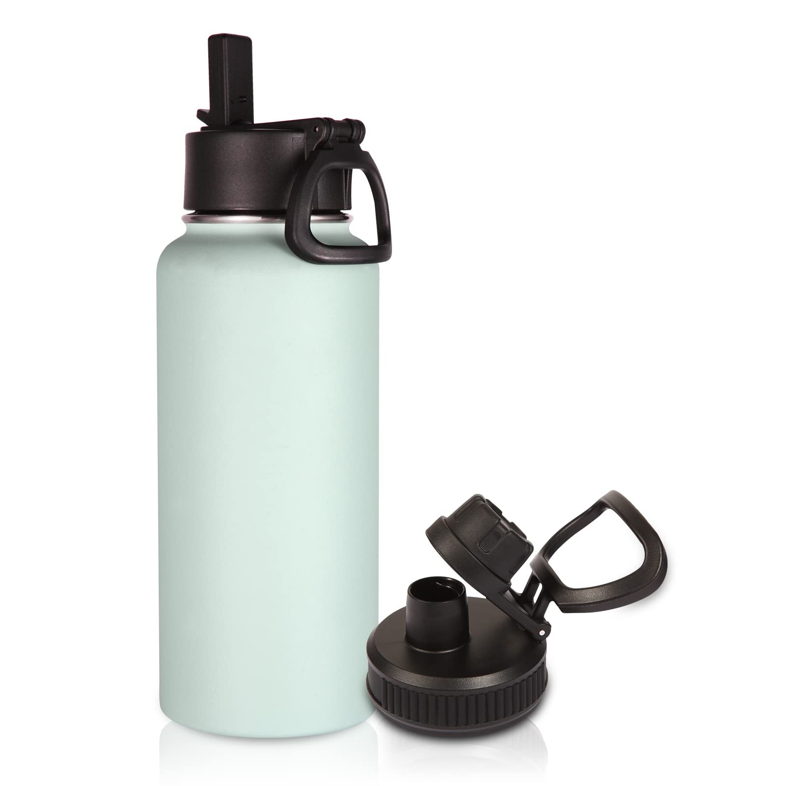 Volhoply 32 oz Insulated Water Bottles Bulk 8 Pack with Straw Lid & Spout Lid,Stainless Steel Sports Water Bottle,Double Wall Vacuum Cups,Leakproof Wide Mouth Metal Flask for Hiking,Camping(Mix,8)