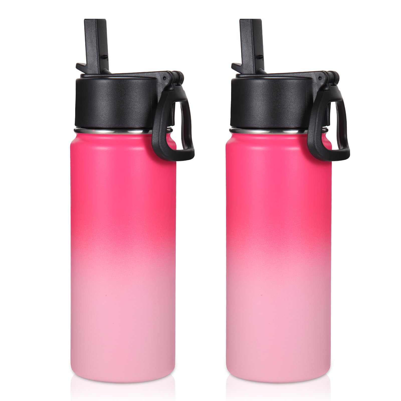 Volhoply 16 OZ Kids Water Bottle Bulk 8 Pack,Insulated Sports Bottles with Straw Lid,Stainless Steel Bottle with Handle Keep Cold & Hot,Double Wall Vacuum Tumbler Cups for School(Assorted, 8)