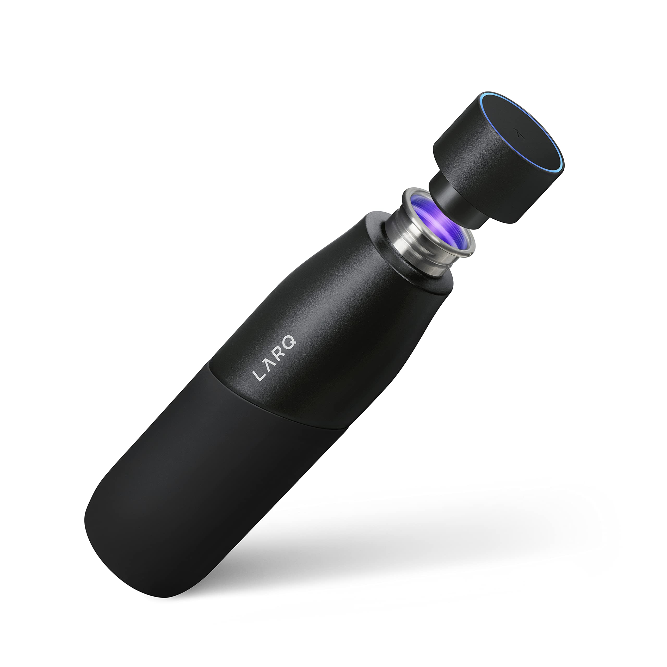 LARQ Bottle Movement PureVis 32 oz- Lightweight Self-Cleaning and Non-Insulated Stainless Steel Water Bottle with UV Water Purifier | Reusable & Travel Friendly, 1-Year Warranty, Black/Onyx