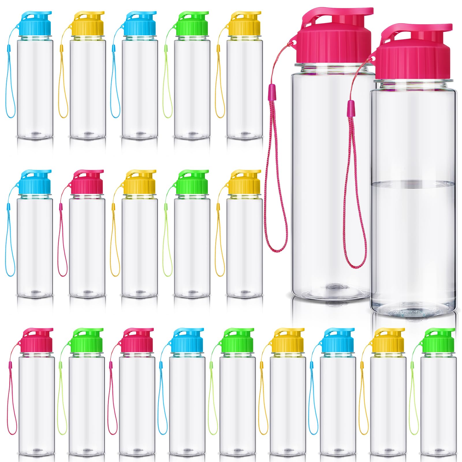 Mifoci 72 Pieces Water Bottle Bulk 17 oz Plastic Water Bottles Bulk Gym Sports Adults Reusable Large Bottles with Leak Proof Flip Top for Party Outdoor (Black)