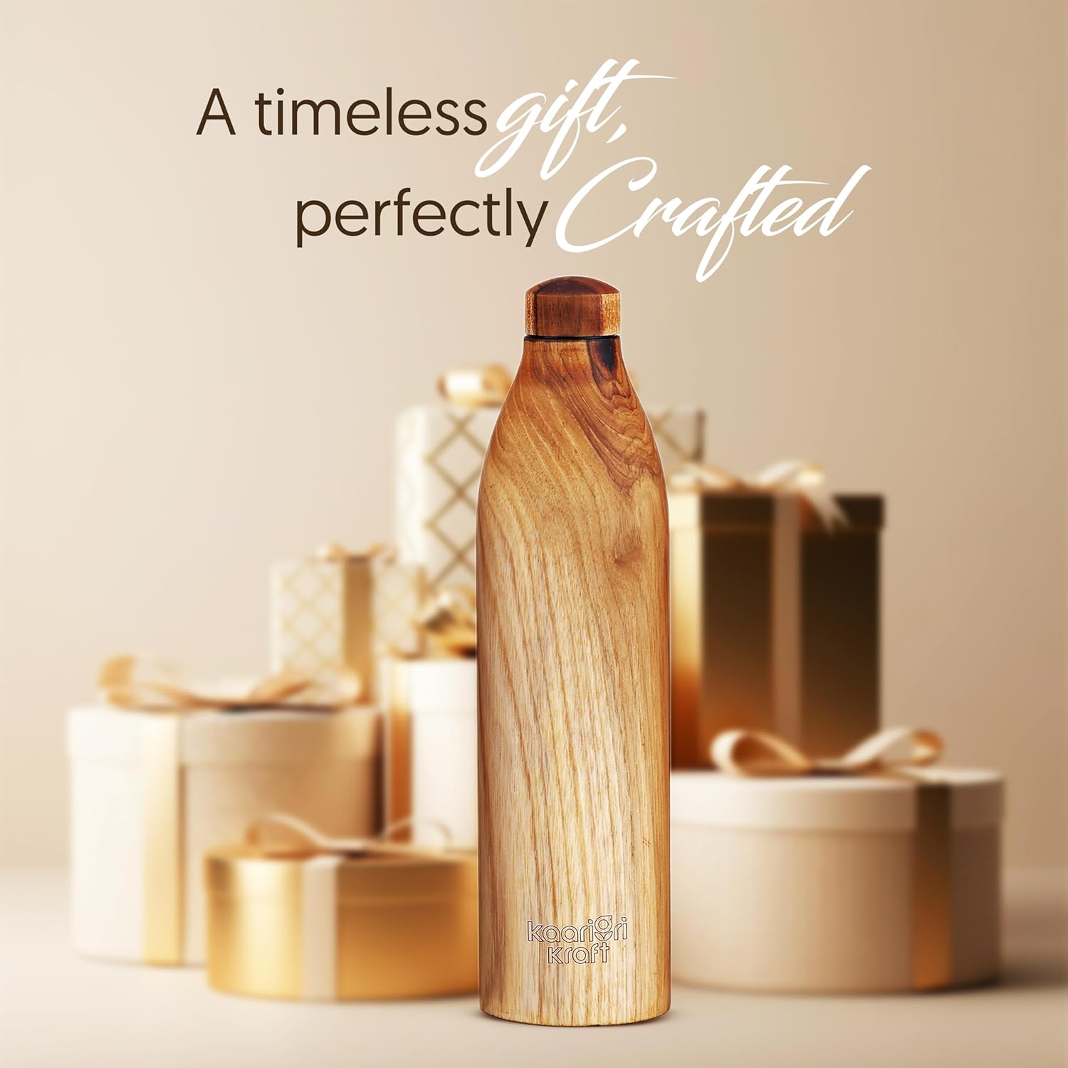Copper Wooden Water Bottle | BPA Free | 32oz Water Bottle | Leak-Proof & Odorless | Perfect for Bottled Water Enthusiasts with a Sense of Humor