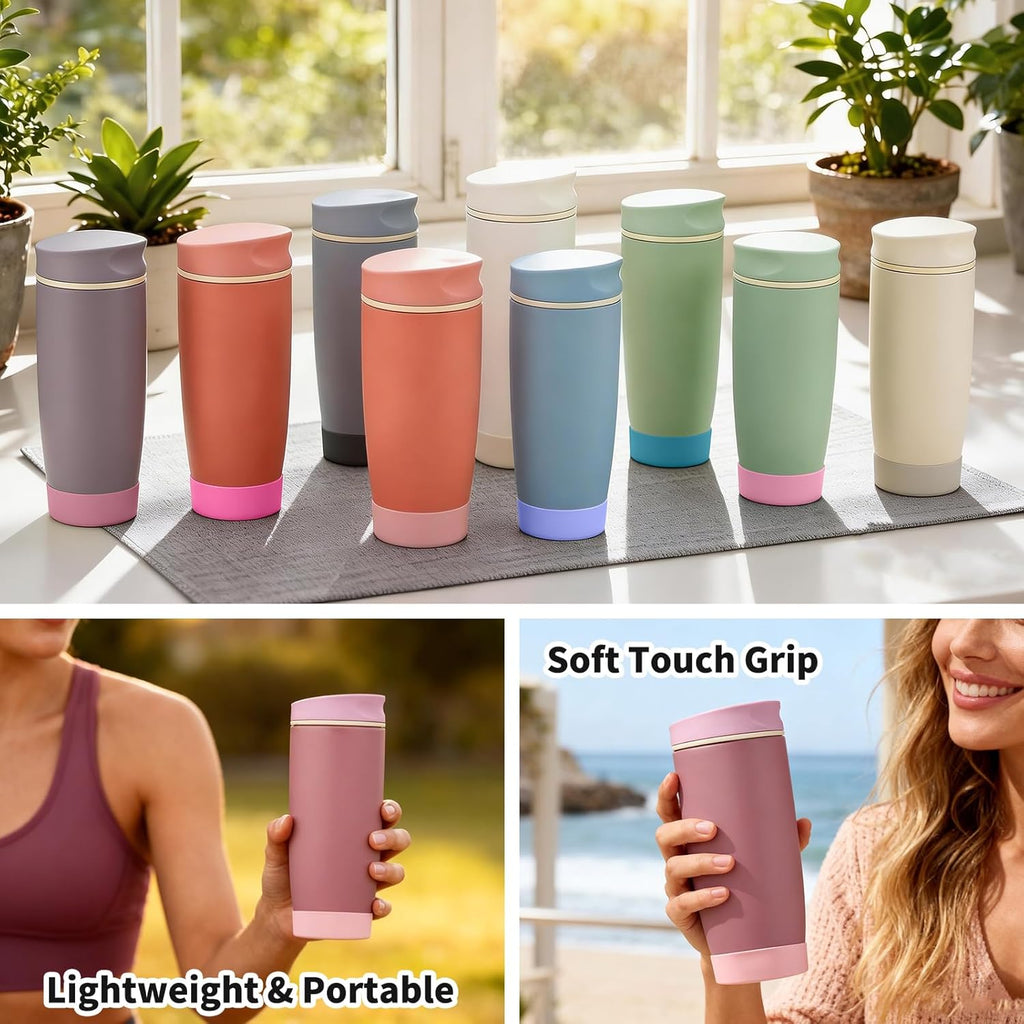 2PCS Silicone Boot for Owala SmoothSip Slider Tumbler 12oz 20oz, Protective Anti-Slip Bottom Coffee Travel Mug, BPA Free for Owala Accessories (Pink)