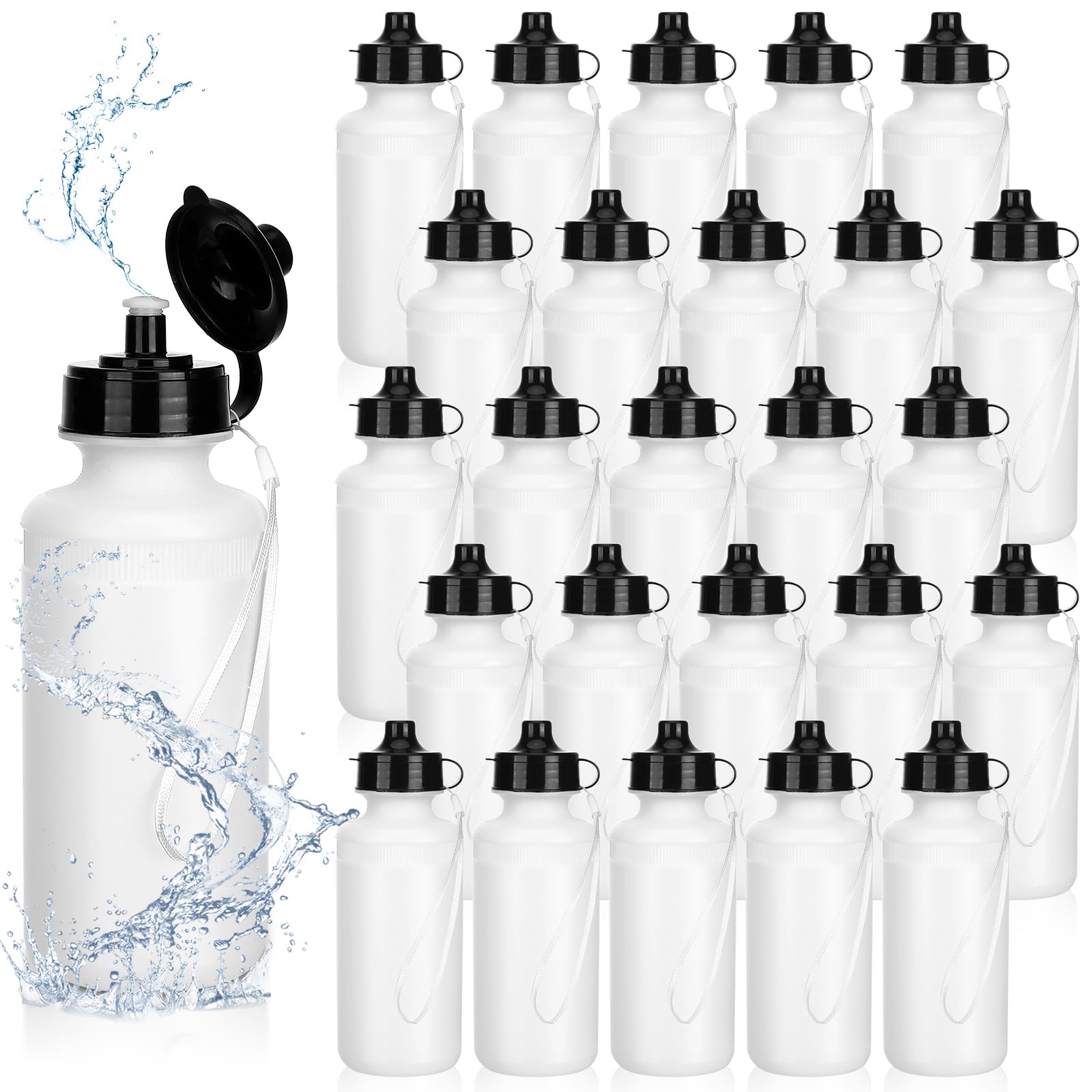 Zubebe 36 Pcs Sports Water Bottles Bulk Squeeze Reusable Bpa-free Plastic Water Bottles End of the Year Gifts Summer Gifts for Students School Travel Hiking Cycling Event Team Gift