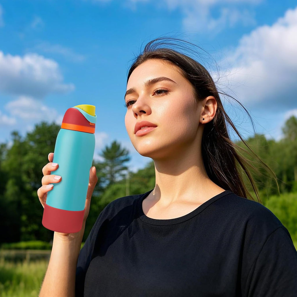 2PCS Silicone Water Bottle Boot, Compatible with Owala 24oz 32oz 40oz, Protective Anti-Scratch & Anti-Dent No Noise Sleeve Cover for FreeSip/Twist/Flip Water Bottles (Burgundy, 24 Ounces)