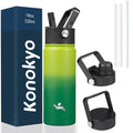 18 oz Insulated Water Bottle Stainless Steel Sport Bottles with 3 Lids,Mint