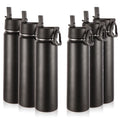 Volhoply 24oz Insulated Water Bottle With Straw Bulk 8 Pack,Metal Wide Mouth Water Bottles With Handle Lid Keep Cold,Reusable Double Wall Cups,Powder Coated Sport Bottle For Holder(silver,8 count)