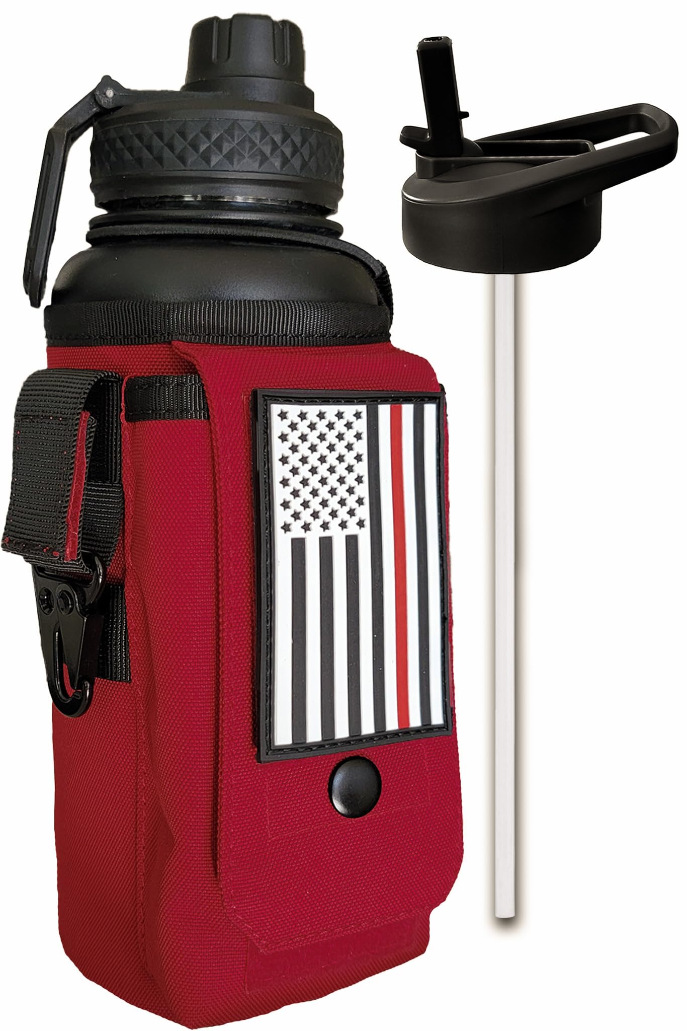 Iron Infidel Battle Bottle - Half Gallon Insulated Stainless Steel Water Jug with Handle - Gym Bottle for Men with Rugged Sleeve (Overland 2 Liter)