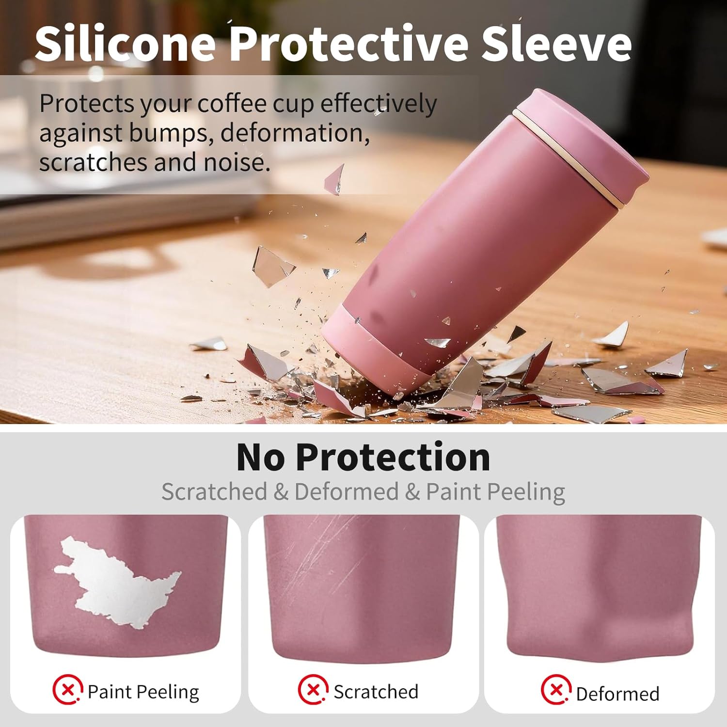 2PCS Silicone Boot for Owala SmoothSip Slider Tumbler 12oz 20oz, Protective Anti-Slip Bottom Coffee Travel Mug, BPA Free for Owala Accessories (Pink)