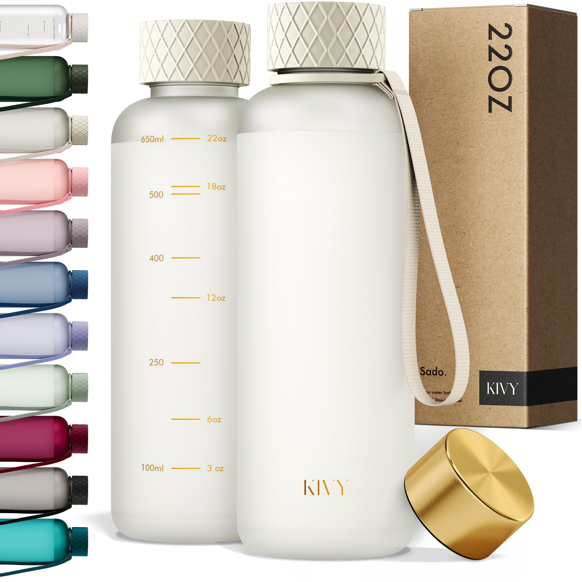 KIVY Large Water Bottle 50oz [Lightweight & Shatterproof] Fits Backpack & Cupholder for Travel, Sports, School - Extra large water bottle no straw - 1.5 Liter water bottles - 50oz Water bottle Green