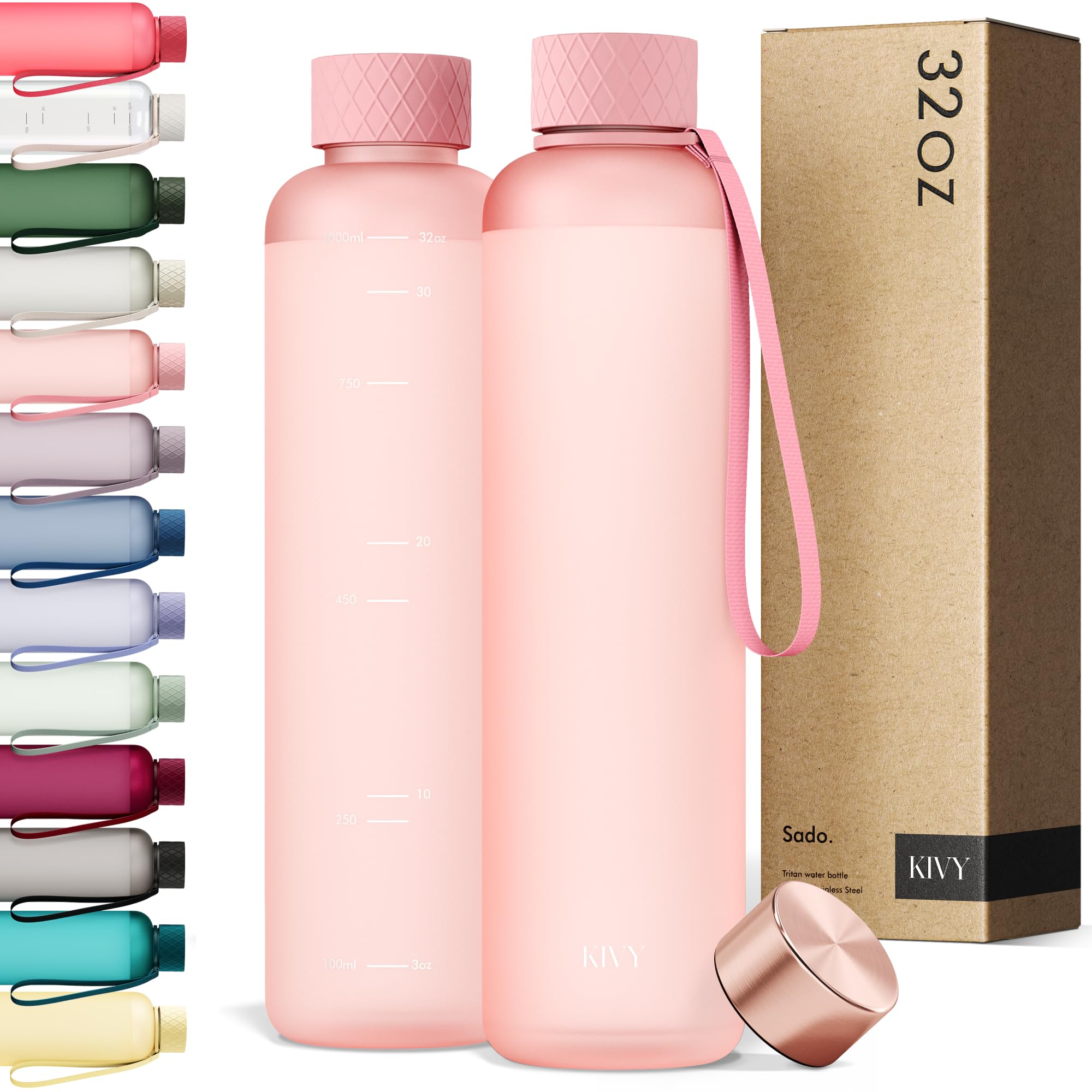 KIVY Large Water Bottle 50oz [Lightweight & Shatterproof] Fits Backpack & Cupholder for Travel, Sports, School - Extra large water bottle no straw - 1.5 Liter water bottles - 50oz Water bottle Green
